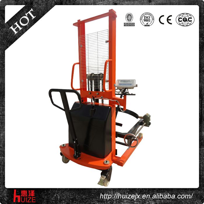 半電動稱重油桶車（夾鐵桶，手搖翻轉(zhuǎn)倒料）